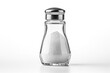 White background glass salt shaker on its own