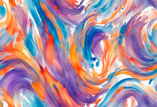 Abstract Colorful Rainbow Color Painting Illustration - Watercolor Splashes