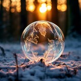 Fototapeta  - Snow globe in the forest