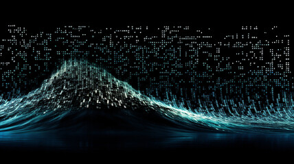 Poster - digital data wave with binary code