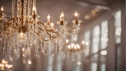 Wall Mural - Luxury crystal chandelier in the interior of the room