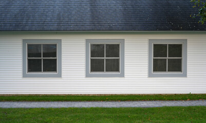 Wall Mural - exterior facade view of house with three windows