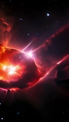 Wall Mural - caught in a cosmic crossfire, two celestial jets meet headon, igniting an extraordinary explosion of