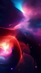 Wall Mural - vibrant streaks of electric blue and fiery red swirl across the cosmos, as cosmic rays rain down ont