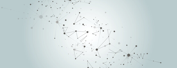 Aufkleber - Black connect dots and lines on white background. Abstract vector technology concept design. Communication and social network concept technology