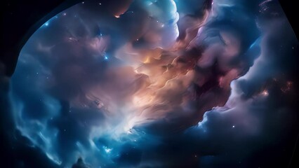 Wall Mural - in this breathtaking image, bursts of vivid colors converge and intertwine, as cosmic turbulence mol