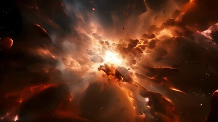 Wall Mural - a cataclysmic event unfolds in a distant galaxy as a massive star reaches its violent end, disintegr