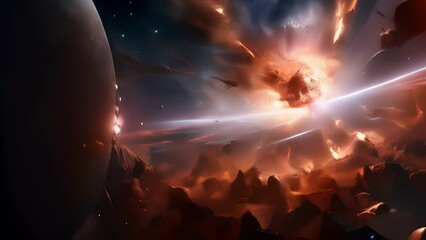 Wall Mural - a dazzling eruption engulfs a white dwarf star, triggering a powerful shockwave that propels remnant