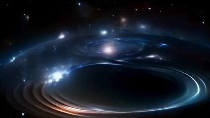 Wall Mural - journey into the depths of space to observe a rare cosmic display of gravitational lensing, where th