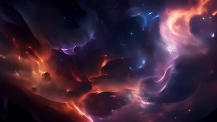 Wall Mural - Fiery tendrils of cosmic plasma, akin to celestial rivers of light, flow effortlessly through the cosmos, illuminating the interstellar landscape with their shimmering and captivating Abstract video