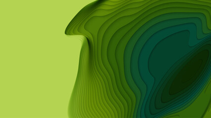 Wall Mural - green paper layers. 3d abstract gradient papercut. colorful origami shape concept