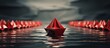 © TheWaterMeloonProjec - rendered concept of a red paper ship symbolizing leadership