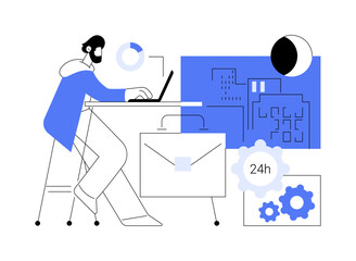 24 hour office access isolated cartoon vector illustrations.