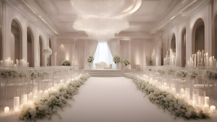 Canvas Print - Wedding ceremony with candles and flowers. 3D rendering.