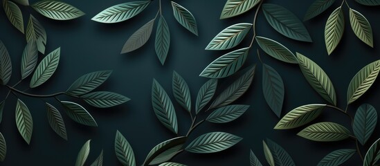 decorative artistic print textile wallpaper with abstract geometric leaves