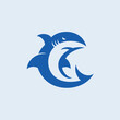 cool blue shark in a circle logo