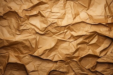 Fototapete - Crumpled Kraft Paper Texture : Generative AI
