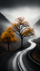 Wall Mural - Mountain road - fall - autumn - peak leaves - fall foliage - aerial view - drone view - overhead view