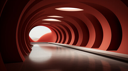 Wall Mural - red tunnel in the tunnel UHD wallpaper Stock Photographic Image