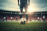 Fototapeta Fototapety sport - football player standing for free kick a ball, Generative AI