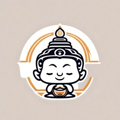 Wall Mural - A logo for a business or sports team featuring a fictional cartoon drawing of an isolated Buddha statue  that is suitable for a t-shirt graphic.