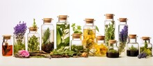 Concept Of Alternative Medicine Natural Remedies And Medicinal Containers