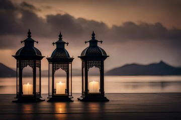 Wall Mural - silhouette of a mosque in sunset