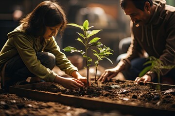 Earth Day Visuals highlighting environmental conservation, planting trees, enjoying nature,Generated with AI