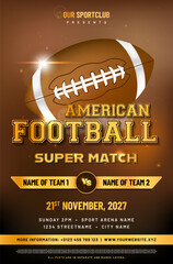 Wall Mural - American football match poster template with ball and sample text