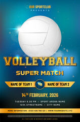 Wall Mural - Volleyball match poster template with ball and sample text