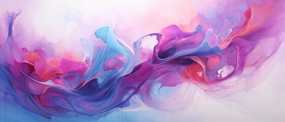 Wall Mural - Abstract background of acrylic paint in pink, blue and purple tones.Texture as background wallpaper Banner