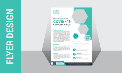 Modern abstract Virus protection Medical flyer design A4 template, Medical flyer, Health care, virus