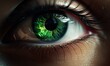Photo of a mesmerizing close-up of a vibrant green eye, captivating and mysterious