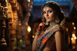 © PRASANNAPIX - Indian bride in traditional wear and jewelery standing at temple