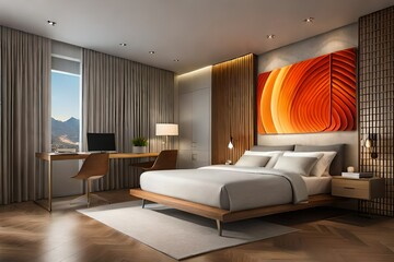 Wall Mural - Modern luxury living room with fireplace