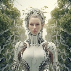 Wall Mural - Android organic or human? Artificial intelligence.