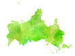 山口　地図　水彩　アイコン　緑