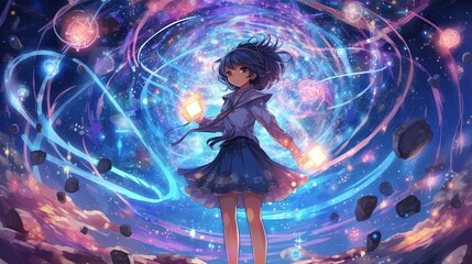 Wall Mural - visionary constellations, digital art illustration, generative ai