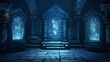 Blue room. Stone room or chamber in bluish tone
