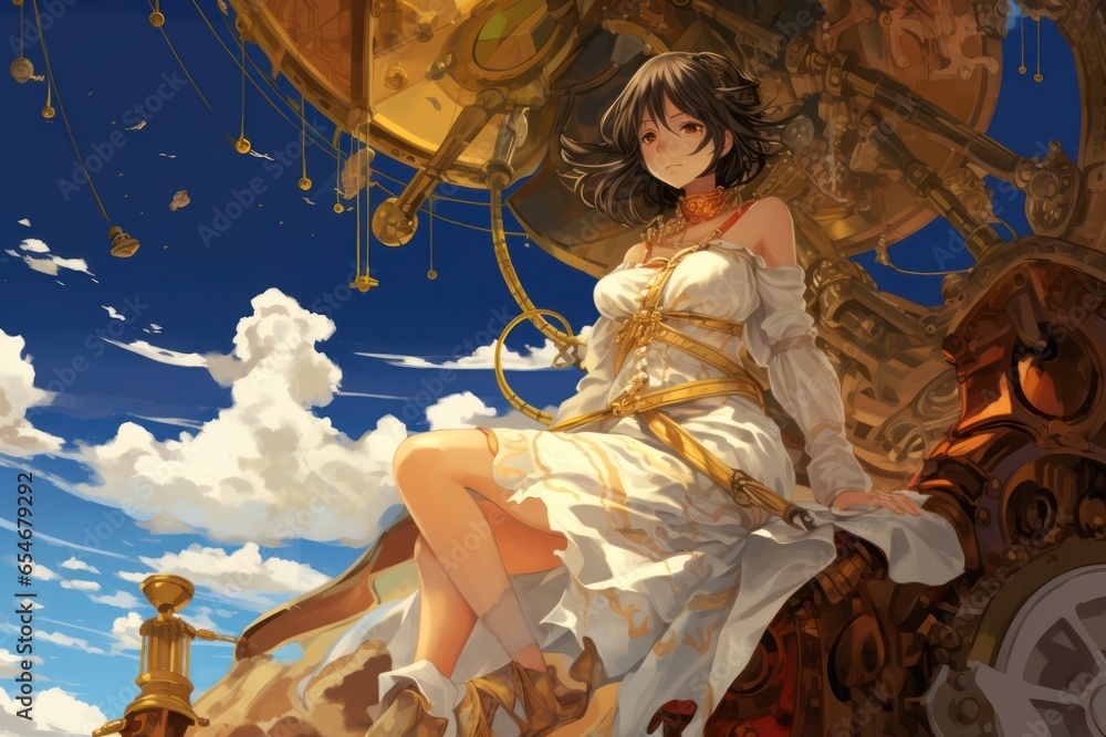 beautiful girl sitting on a deck of a pirates ship in the sea, ai tools ...