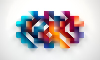 Wall Mural - Colorful geometric logo made of swirls and chevrons, architectural repeating dot style, isometric, playful use of lines.