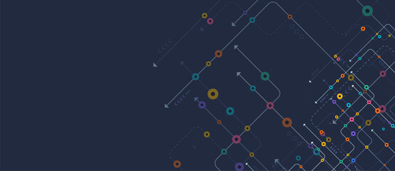 Circuit connect lines and dots. Network technology and Connection concept. Decentralized network nodes connections
