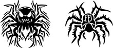 Set Of Tarantula Spiders, Vector Illustrations Of Spiders In Black, Mascot Logo Designs