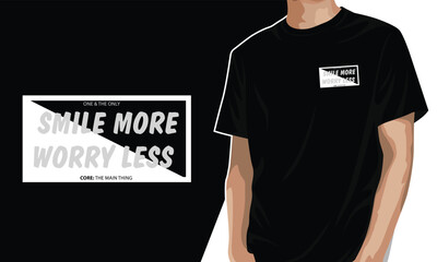 Wall Mural - smile more, worry less text inspirational t-shirt design