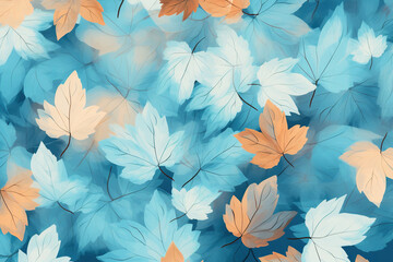 Wall Mural - Light cyan autumn foliage background