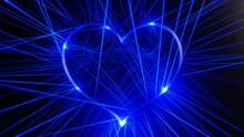 Abstract Blue Background, Blue Heart Background, Blue Neon Line Wallpaper
