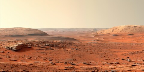 Wall Mural - ai generated. ai generative. nature outdoor martian planet surface landscape background. red galaxy 