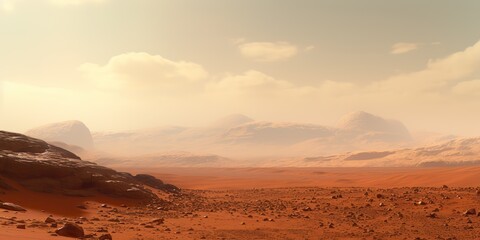 Wall Mural - ai generated. ai generative. nature outdoor martian planet surface landscape background. red galaxy 