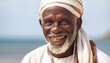 Portrait of a black man with a white beard on the beach