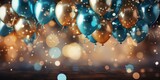 Fototapeta Tulipany - AI Generated. AI Generative. Air balloons in the bacgkround decoration mock up. Anniversary party celebration template. Can be used for holiday Night New Year or Xmas party decor